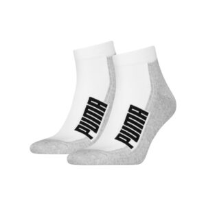 puma lot de 2 paires de chaussettes mi hautes en coton melange blanches unies