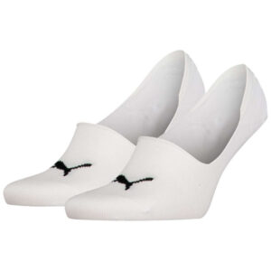 puma lot de 2 paires de socquettes en coton melange unies blanches avec logo 2