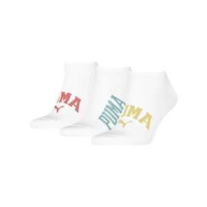 puma lot de 3 paires de chaussettes basses blanches unies avec le nom de la marque