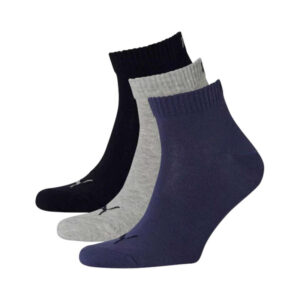 puma lot de 3 paires de chaussettes mi hautes unies marine noires et grises