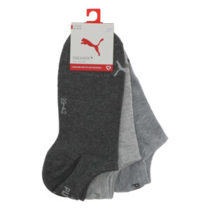 puma lot de 3 paires de socquettes grises unies avec le logo de la marque