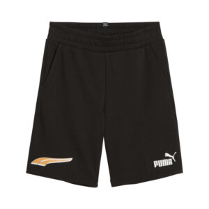 puma short de jogging noir avec une coupe longue et une ceinture elastiquee
