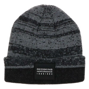 redskins bonnet gris en maille moulinee avec un patch au nom de la marque