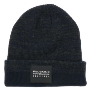 redskins bonnet marine en maille moulinee avec un patch au nom de la marque