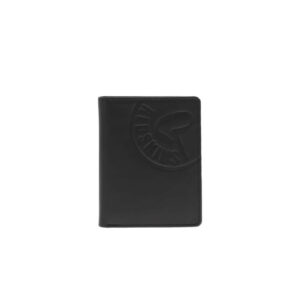 redskins portefeuille noir uni en cuir de vachette avec logo embosse