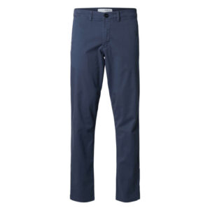 selected homme chino en coton bleu indigo uni a coupe slim fit avec une taille intermediaire