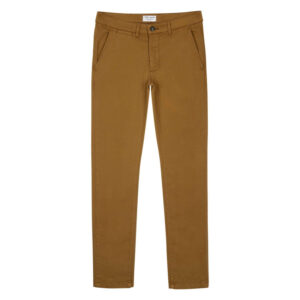 teddy smith chino en coton melange camel uni avec une coupe droite et des passants