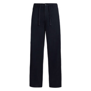 teddy smith pantalon bleu fonce a coupe droite pourvu d un cordon de serrage a la taille