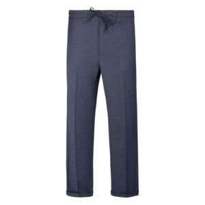 teddy smith pantalon bleu fonce a coupe droite pourvu d une taille elastiquee