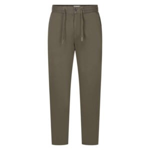 teddy smith pantalon en coton melange kaki uni avec une coupe droite et un lien de serrage 2
