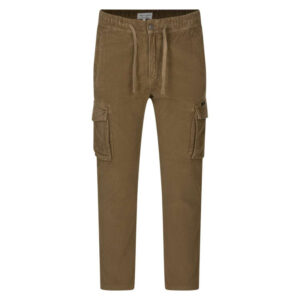 teddy smith pantalon en coton tabac uni avec une taille elastiquee et une coupe droite