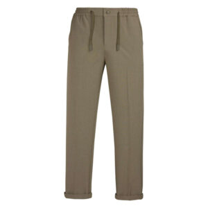 teddy smith pantalon vert a coupe droite pourvu d une taille elastiquee plissee