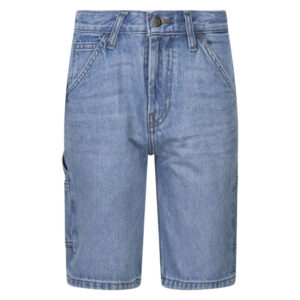 teddy smith short 5 poches en coton bleu uni a coupe droite et avec un patch d authenticite