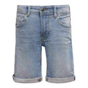 teddy smith short 5 poches en coton bleu uni a coupe droite et avec un patch d authenticite 6