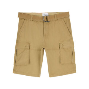 teddy smith short cargo en coton beige uni a coupe regular fit avec une ceinture a la taille