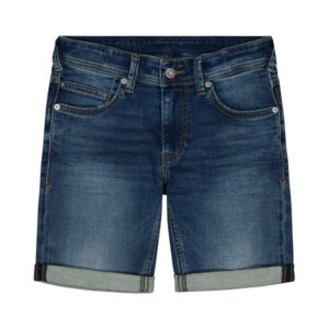 teddy smith short en coton indigo delave avec une coupe droite et des revers