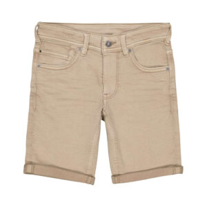 teddy smith short en coton melange beige uni avec une coupe droite et des revers