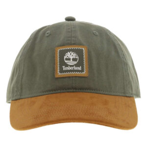 timberland casquette en coton kaki bicolore avec un patch de la marque a l avant
