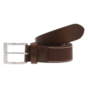 timberland ceinture marron bimatiere avec extremites en cuir uni
