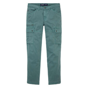 tom tailor pantalon cargo en coton vert uni a coupe droite et taille intermediaire