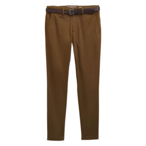 tom tailor pantalon chino soft en coton camel avec fermeture a glissiere