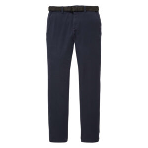 tom tailor pantalon en coton marine avec une ceinture a la taille et une coupe slim