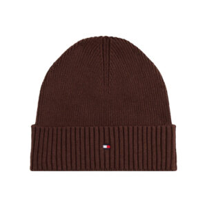 tommy hilfiger bonnet en coton cotele brun uni avec un large revers