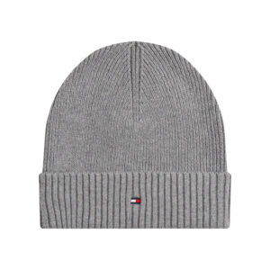 tommy hilfiger bonnet en coton cotele gris uni avec un large revers