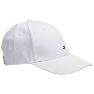 tommy hilfiger casquette classic bb cap blanche en coton avec drapeau brode