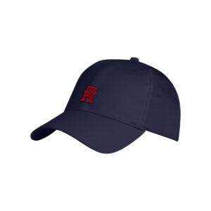 tommy hilfiger casquette en coton biologique marine avec monogrammes rouge et fermoir a clip