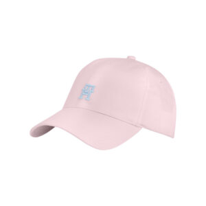 tommy hilfiger casquette en coton biologique rose avec monogrammes ciel et fermoir a clip noir