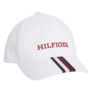 tommy hilfiger casquette en coton blanche unie avec nom de la marque brode a l avant
