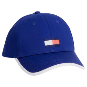 tommy hilfiger casquette en coton bleue unie avec logo de la marque brode a l avant
