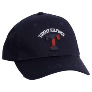 tommy hilfiger casquette en coton marine unie avec une fermeture a picots a l arriere