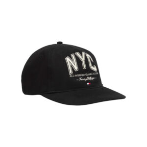 tommy hilfiger casquette en coton noire ornee d inscription brodees a l avant