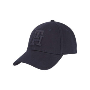 tommy hilfiger casquette marine unie en coton avec logo de la marque brode a l avant