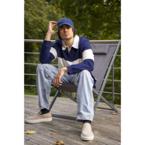 tommy hilfiger casquette strapback en coton bleue unie avec drapeau iconique brode