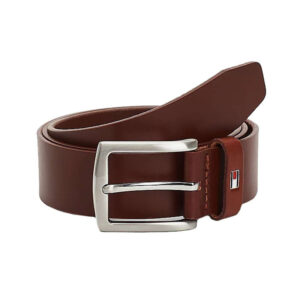 tommy hilfiger ceinture camel en cuir unie avec extremite en pointe