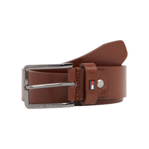 tommy hilfiger ceinture en cuir camel avec logo de la marque et boucle a ardillon