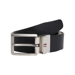 tommy hilfiger ceinture en cuir noire unie avec fermeture a boucle a ardillon interchangeable