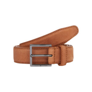 tommy hilfiger ceinture hudson nubuck en cuir camel unie lisse avec boucle et surpiqures 4
