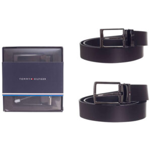tommy hilfiger coffret de ceinture en cuir noire unie