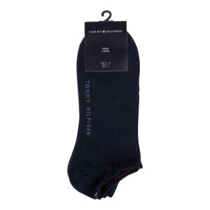 tommy hilfiger lot de 2 paires de chaussettes basses en coton melange bleues unies coupe courte 2