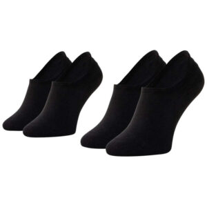 tommy hilfiger lot de 2 paires de chaussettes basses en coton melange noires unies invisibles