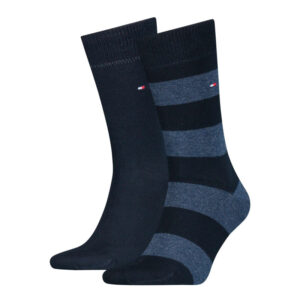 tommy hilfiger lot de 2 paires de chaussettes bleu marine hautes en coton melange
