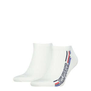 tommy hilfiger lot de 2 paires de chaussettes en coton melange blanches unies coupe courte