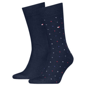 tommy hilfiger lot de 2 paires de chaussettes en coton melange marine coupe haute