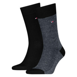 tommy hilfiger lot de 2 paires de chaussettes en coton melange noires coupe haute 2