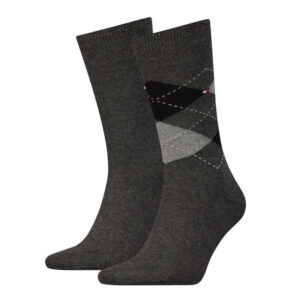 tommy hilfiger lot de 2 paires de chaussettes hautes en coton anthracite 2