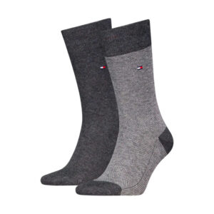 tommy hilfiger lot de 2 paires de chaussettes hautes en coton melange anthracite coupe haute